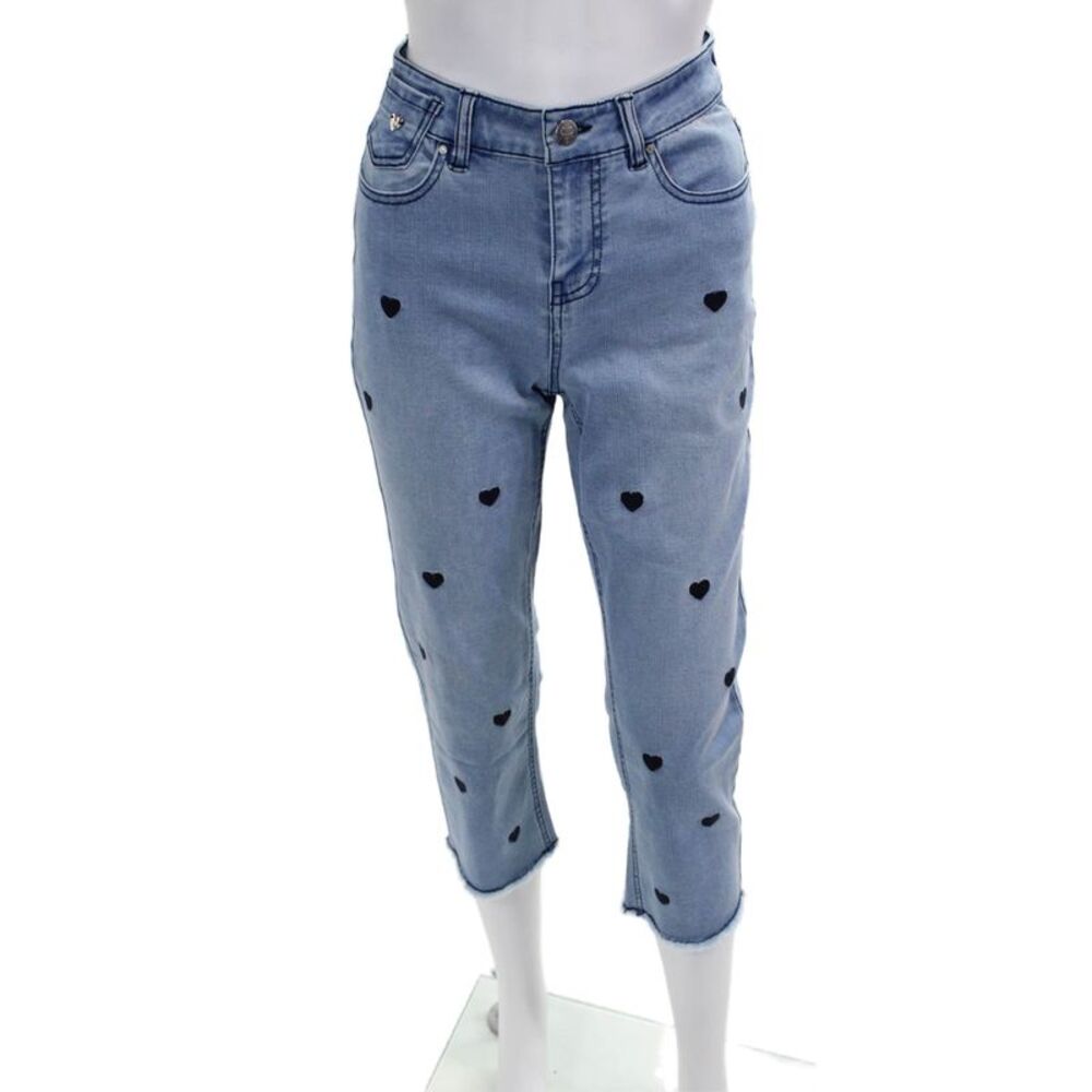 Renuar Women Cropped Ankle Heart Light Blue Jeans Size 0